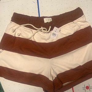 Lou & Grey, brown and cream stripe knit shorts. Size Small, NWT